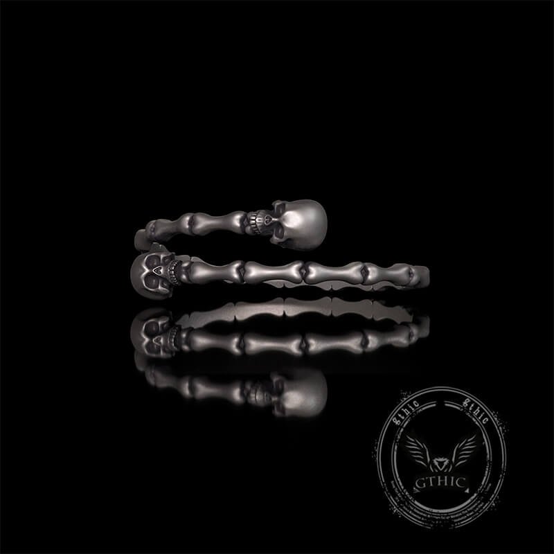 Gothic Skull Bone Sterling Silver Open Bracelet