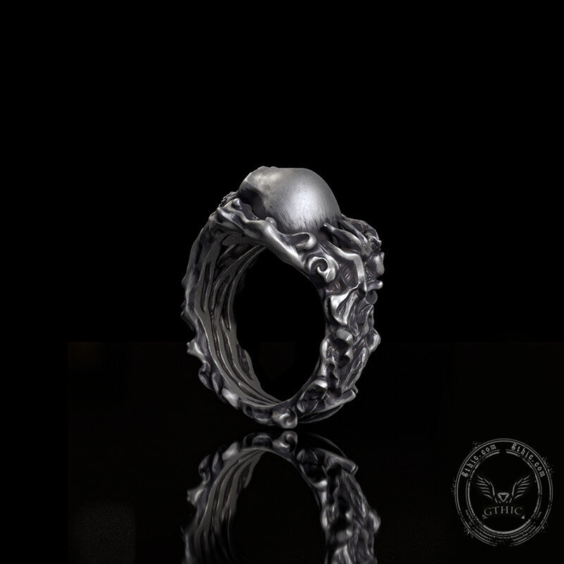 Gothic Skull Head Sterling Silver Ring