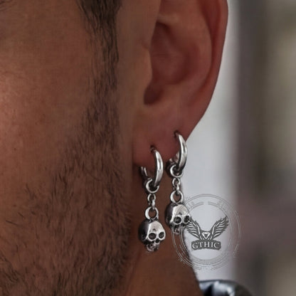 Gothic Skull Stainless Steel Hoop Earrings