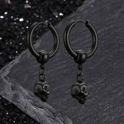 Gothic Skull Stainless Steel Hoop Earrings