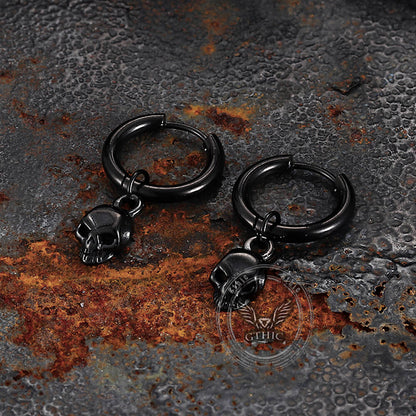 Gothic Skull Stainless Steel Hoop Earrings