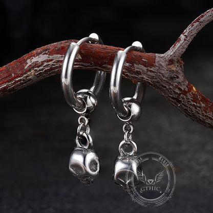 Gothic Skull Stainless Steel Hoop Earrings