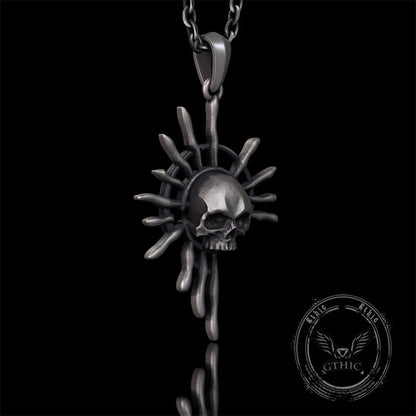 Gothic Skull Sun God Sterling Silver Monster Pendant