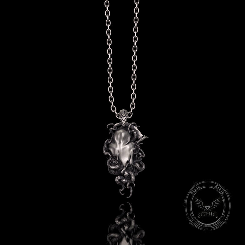 Gothic Skull Tentacle Demon Sterling Silver Pendant