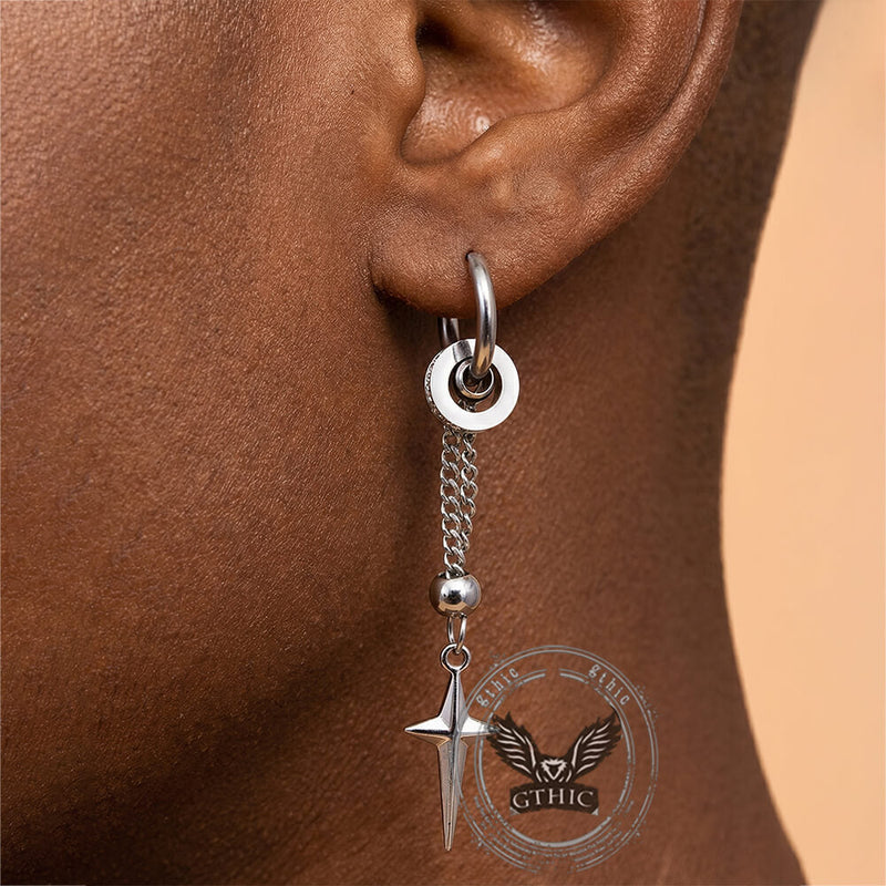 Gothic Star Tassel Chain Stainless Steel Drop Earrings