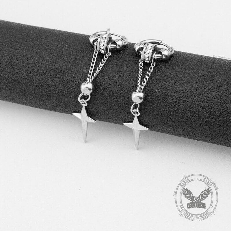 Gothic Star Tassel Chain Stainless Steel Drop Earrings