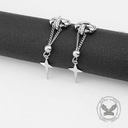 Gothic Star Tassel Chain Stainless Steel Drop Earrings