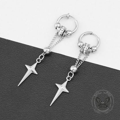 Gothic Star Tassel Chain Stainless Steel Drop Earrings