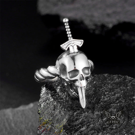 Gothic Sword Skull Stainless Steel Twist Ring