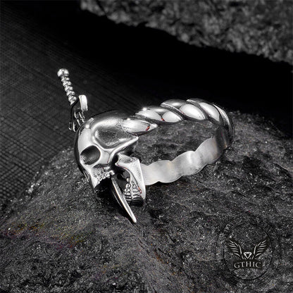 Gothic Sword Skull Stainless Steel Twist Ring