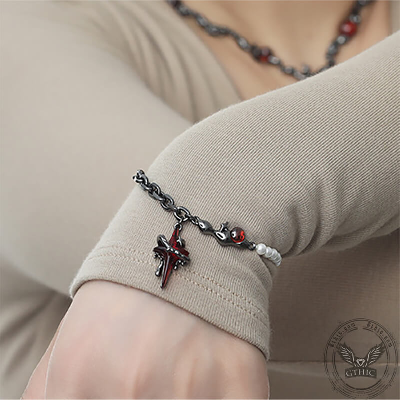 Gothic Thorns Four-pointed Star Alloy Bracelet