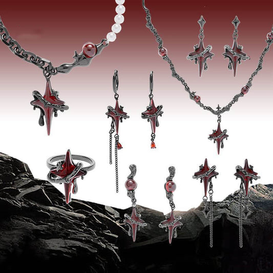 Gothic Thorns Four-pointed Star Alloy Jewelry Set