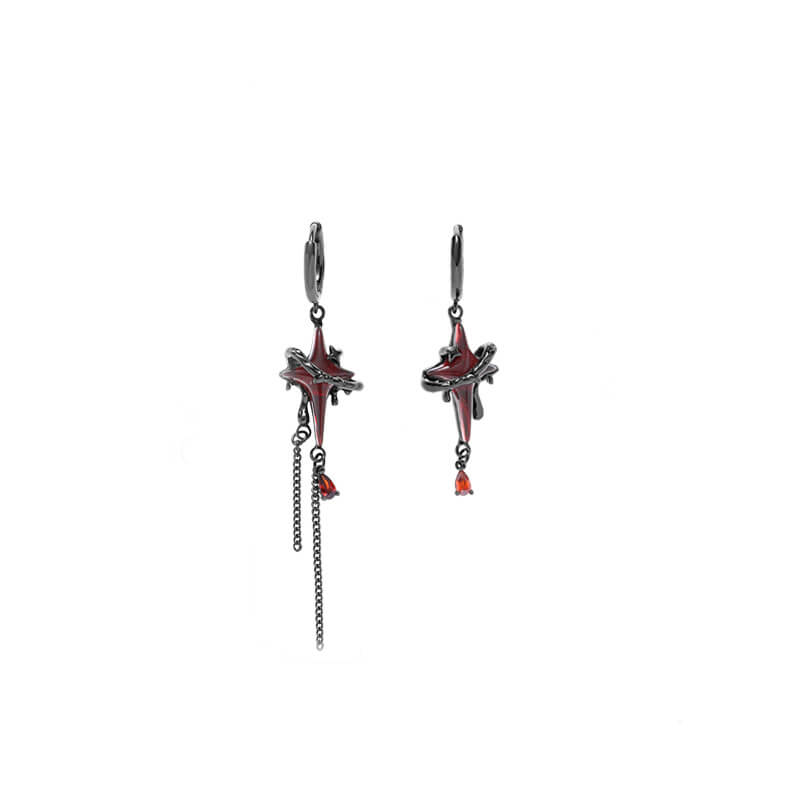 Gothic Thorns Four-pointed Star Alloy Stud Earrings
