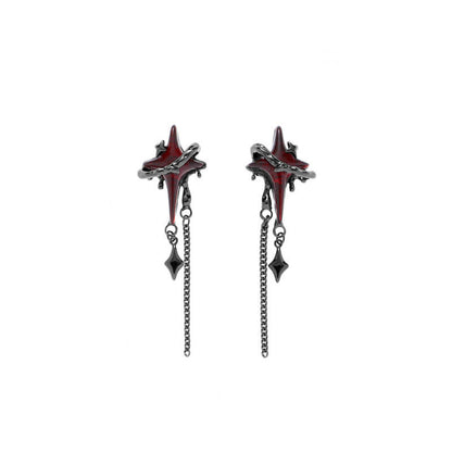 Gothic Thorns Four-pointed Star Alloy Stud Earrings