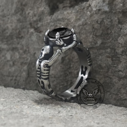 Gothic Tribute Gem Stainless Steel Skull Ring