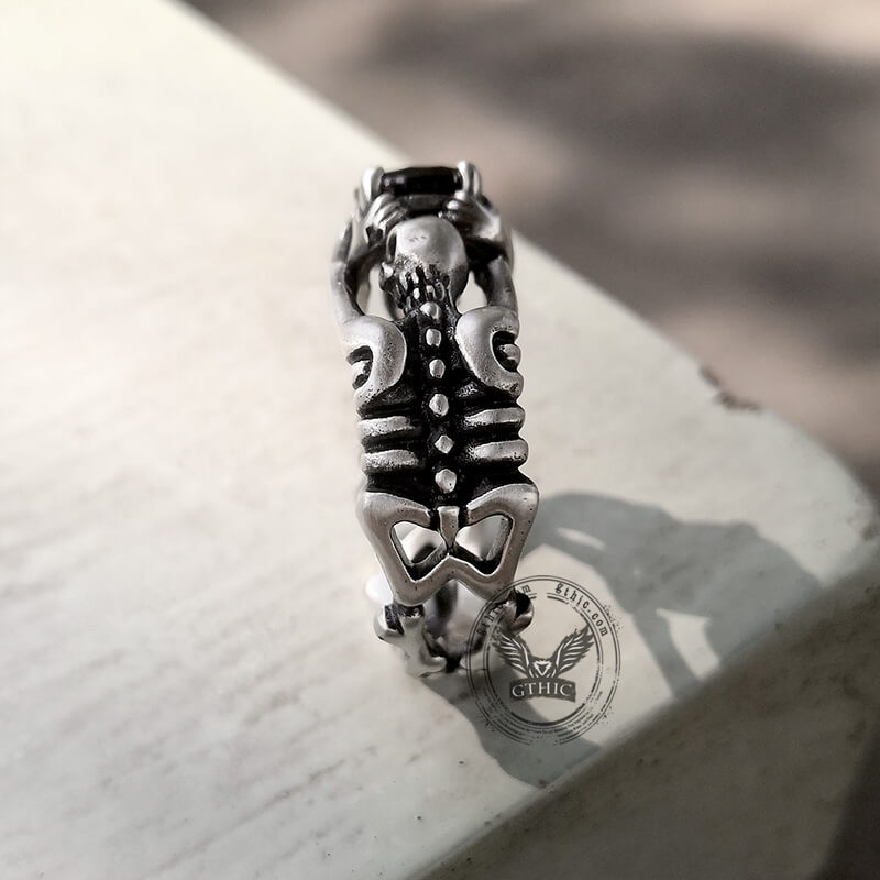 Gothic Tribute Gem Sterling Silver Skull Ring
