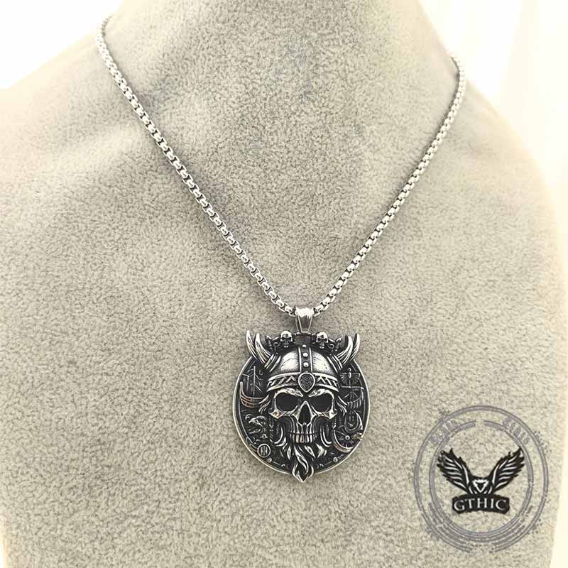 Gothic Wings Skull Stainless Steel Viking Pendant