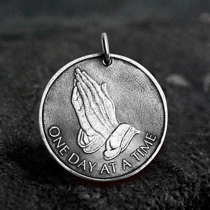 Holy Praying Hands Sterling Silver Coin Pendant