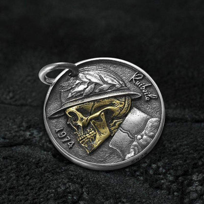 Shakespeare Hamlet Sterling Silver Skull Hobo Nickel Pendant