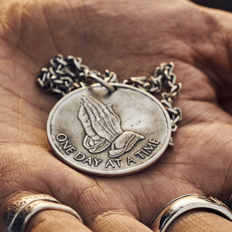 Holy Praying Hands Sterling Silver Coin Pendant