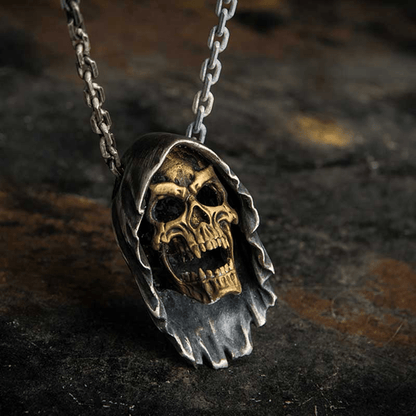 Grim Reaper Sterling Silver Skull Pendant