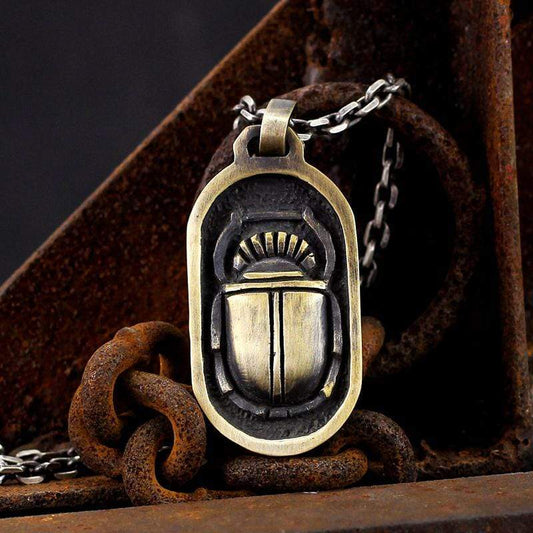 Egyptian Style Beetle Brass Pendant
