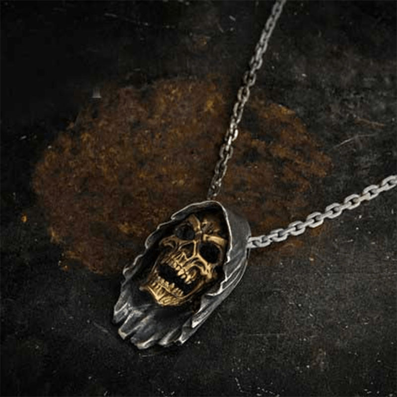 Grim Reaper Sterling Silver Skull Pendant
