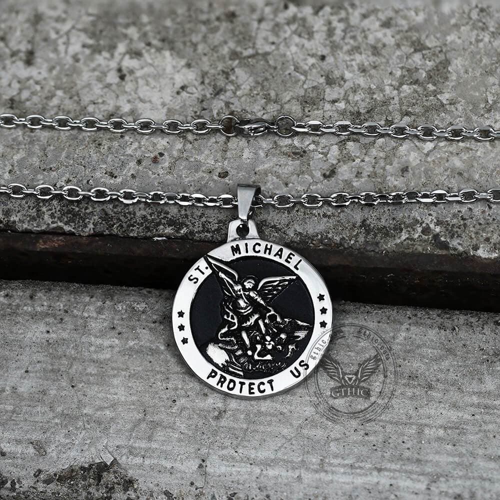 St. Michael Protect Us Stainless Steel Pendant