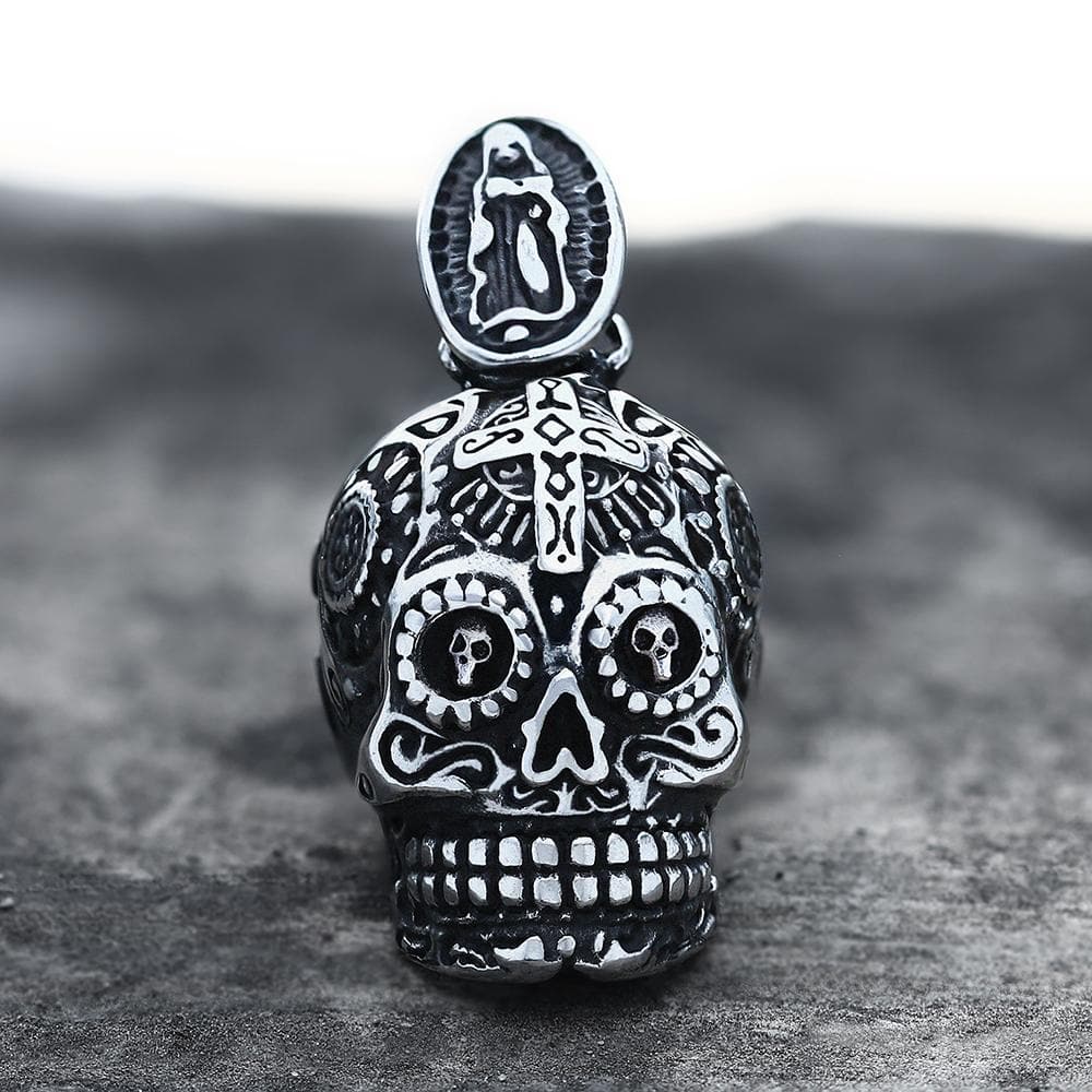Cross Sugar Skull Pendant
