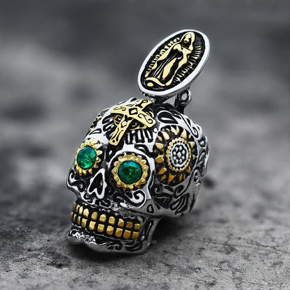 Cross Sugar Skull Pendant