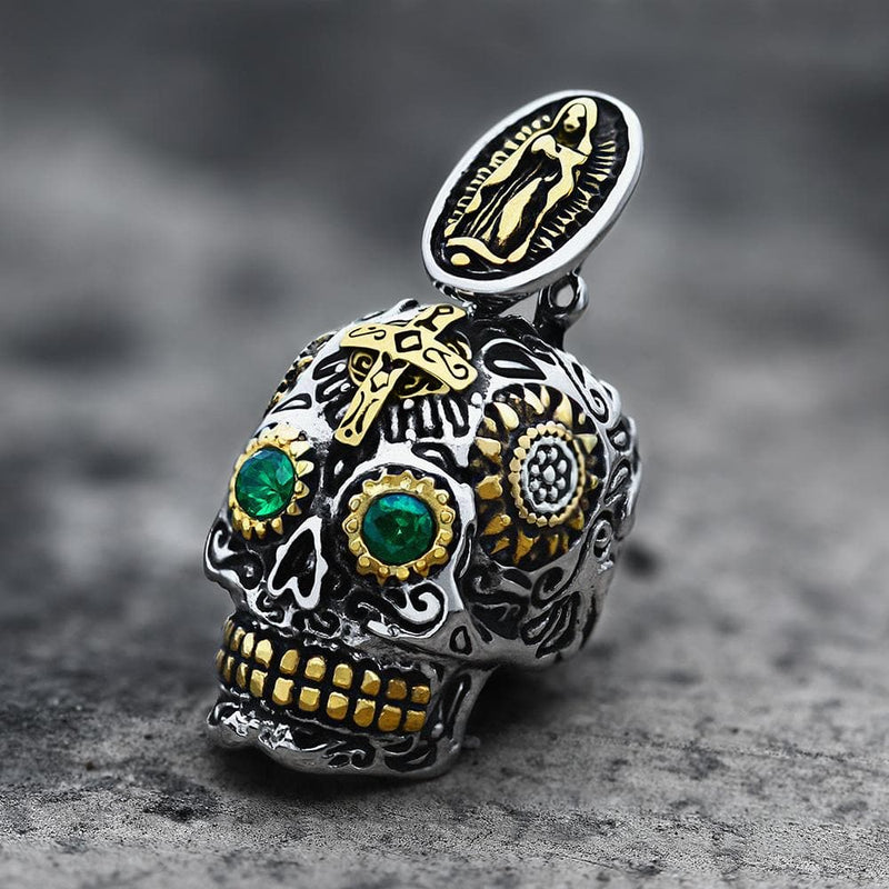 Cross Sugar Skull Pendant