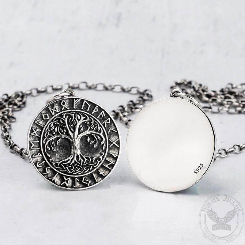 Tree of Life Runes 925 Silver Viking Pendant