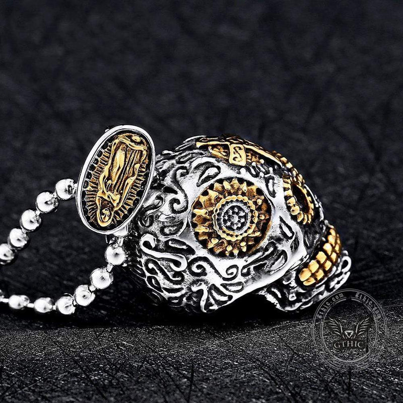 Cross Sugar Skull Pendant