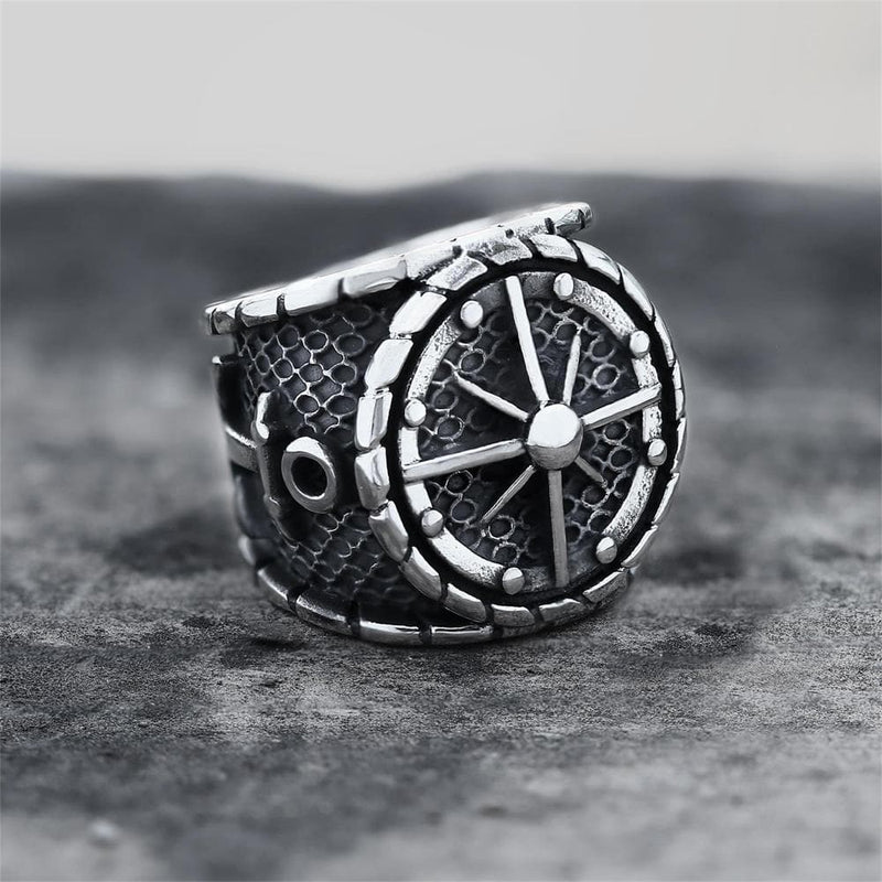 Striking Anchor and Compass Stainless Steel Marine Ring