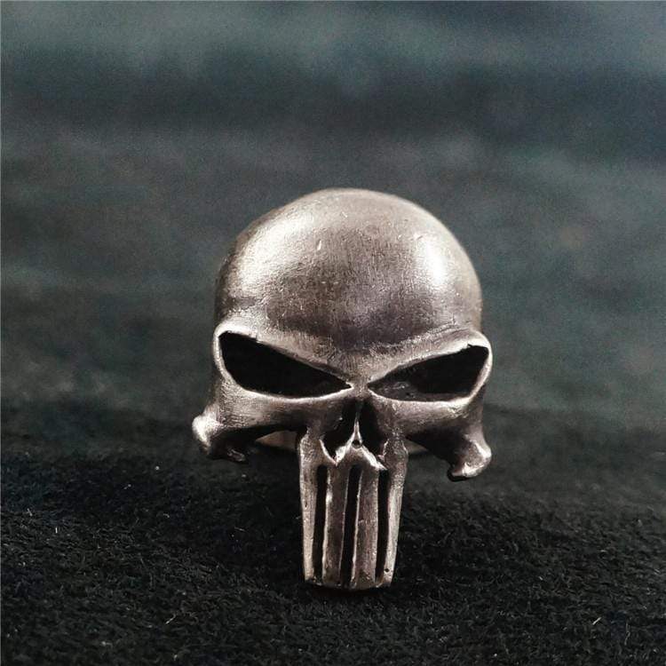 Punk Designed Skull Head Brass Sterling Silver Ring