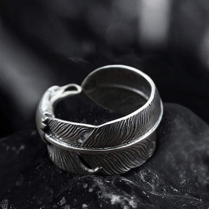 Indian Eagle Feather Sterling Silver Animal Ring