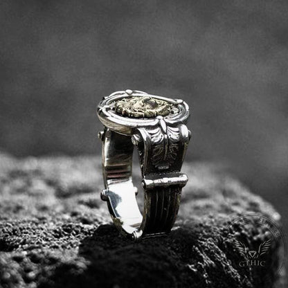 Baroque Lion Sterling Silver Seal Ring