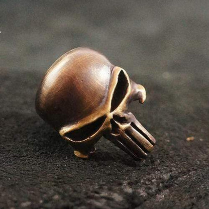 Punk Designed Skull Head Brass Sterling Silver Ring
