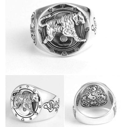 Chinese Four Symbols Sterling Silver Ring