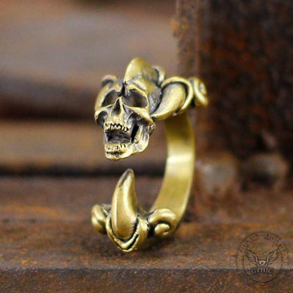 Dark Gothic Paw Brass Skull Ring