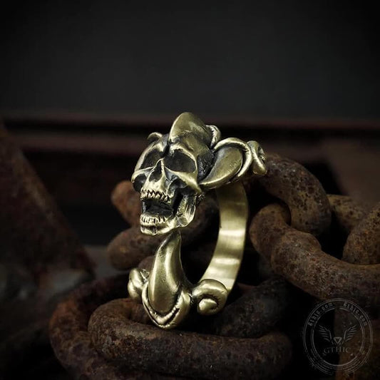 Dark Gothic Paw Brass Skull Ring