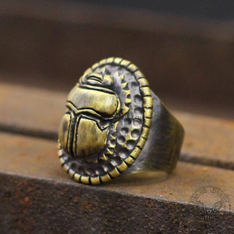 Dung Beetle Brass Egypt Ring