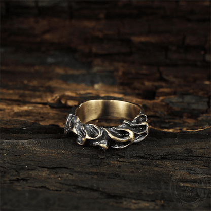 Fire of the Chinese Five Elements Sterling Silver Brass Ring