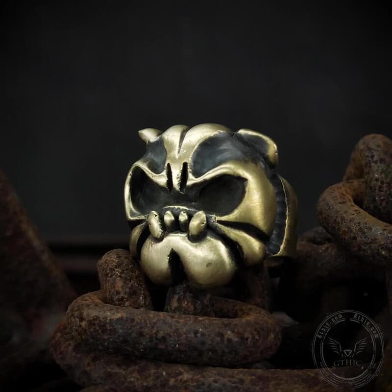 English Bulldog Brass Animal Ring