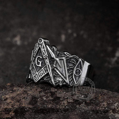Classic Masonic Symbol Stainless Steel Freemason Ring