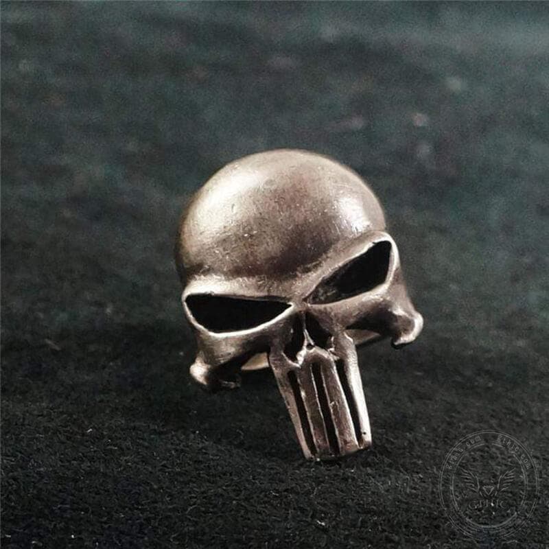 Punk Designed Skull Head Brass Sterling Silver Ring