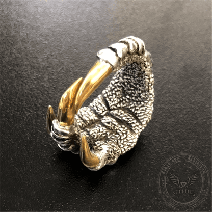 Retro Dragon Claw Brass Sterling Silver Ring