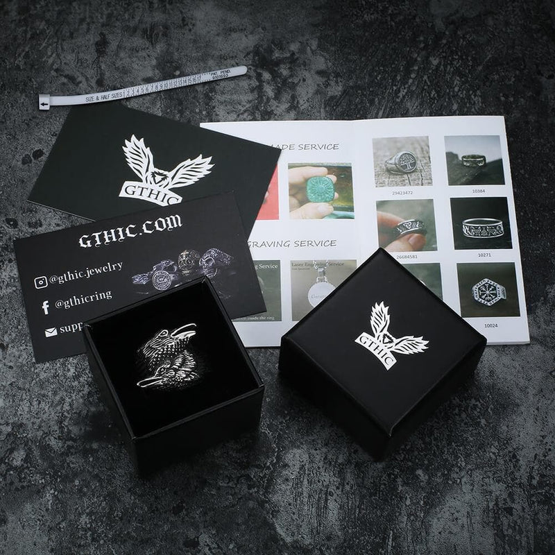 Odin Ravens Huginn and Munin Stainless Steel Viking Ring