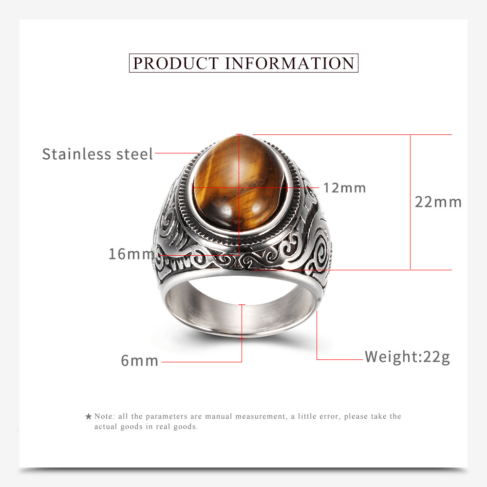 Pattern Gem Stainless Steel Ring