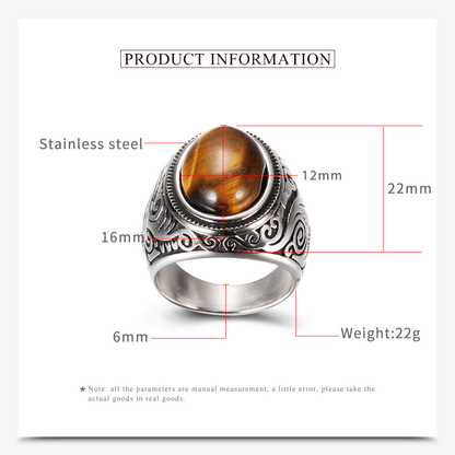 Pattern Gem Stainless Steel Ring